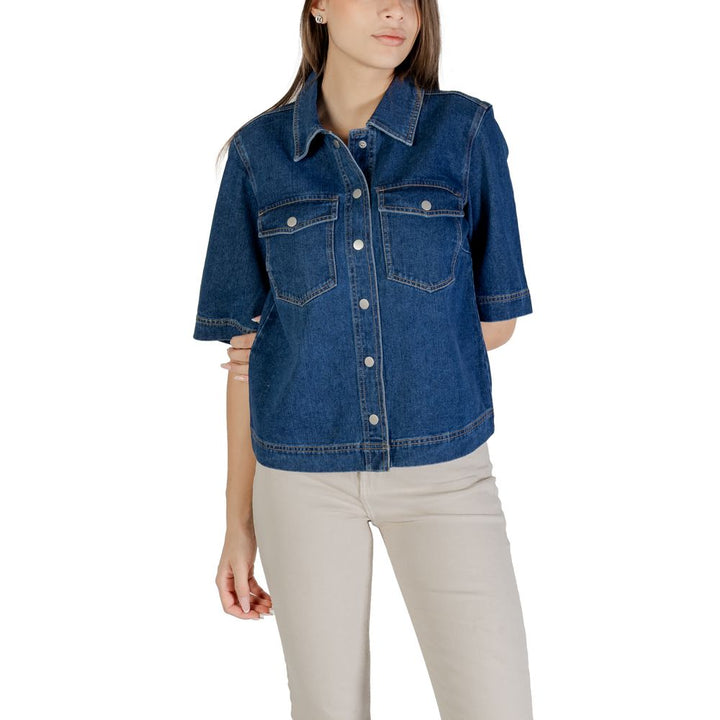 Only Blue Cotton Shortsleeve Shirt