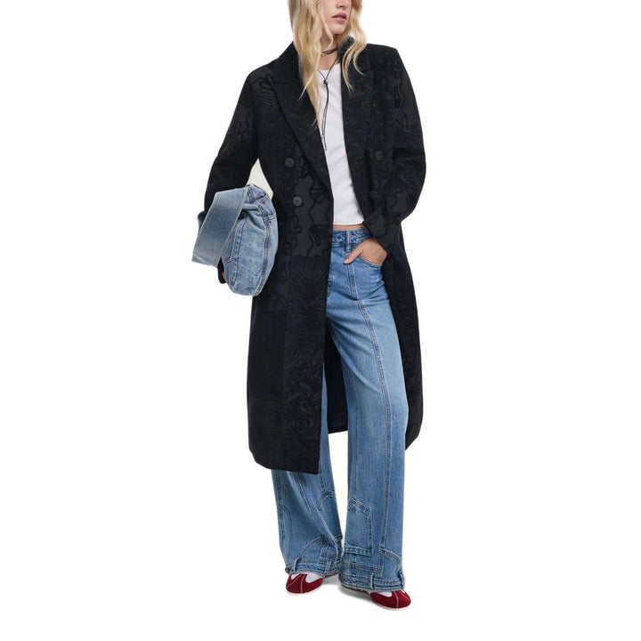 Desigual Black Polyester Coat