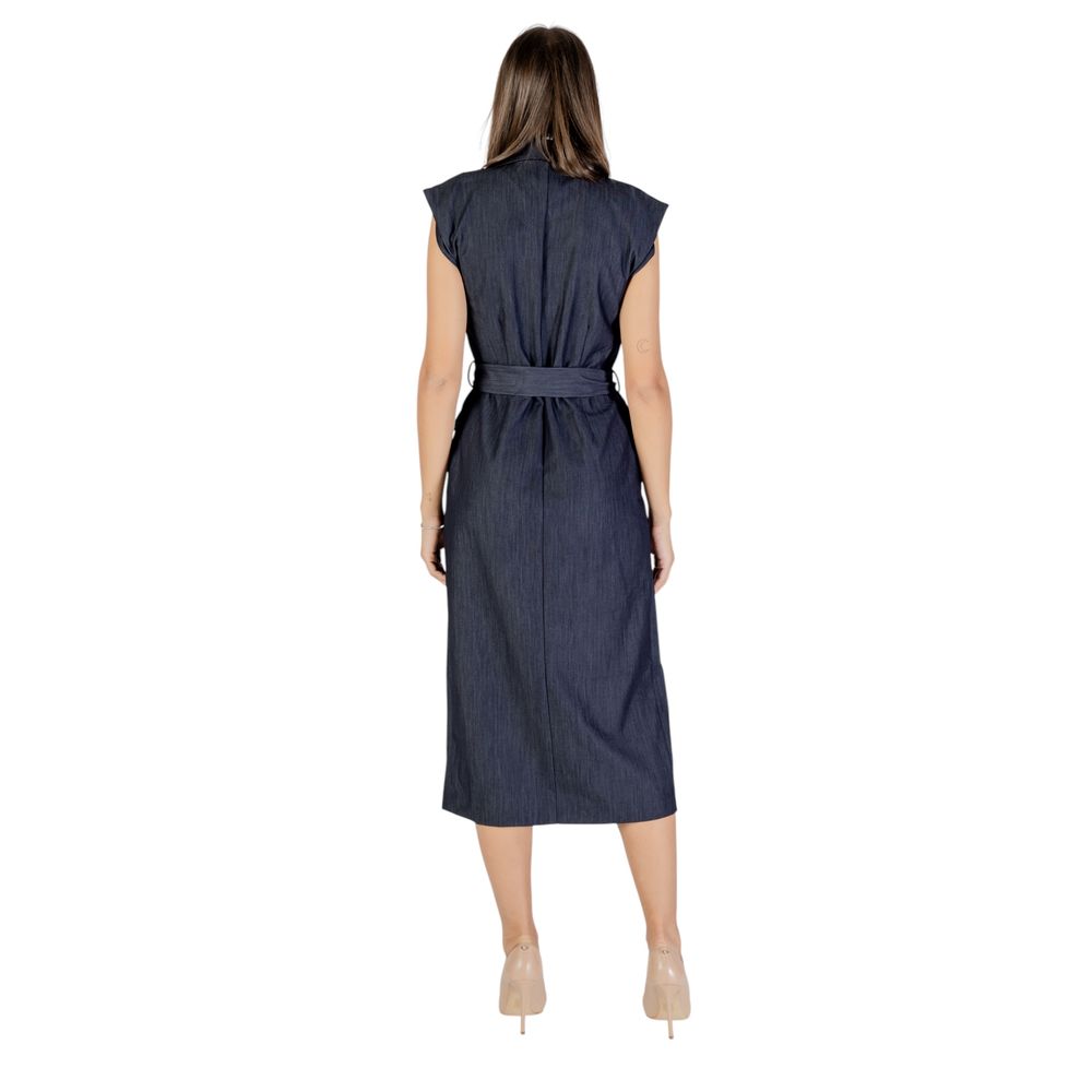 ICHI Blue Polyester Long Dress