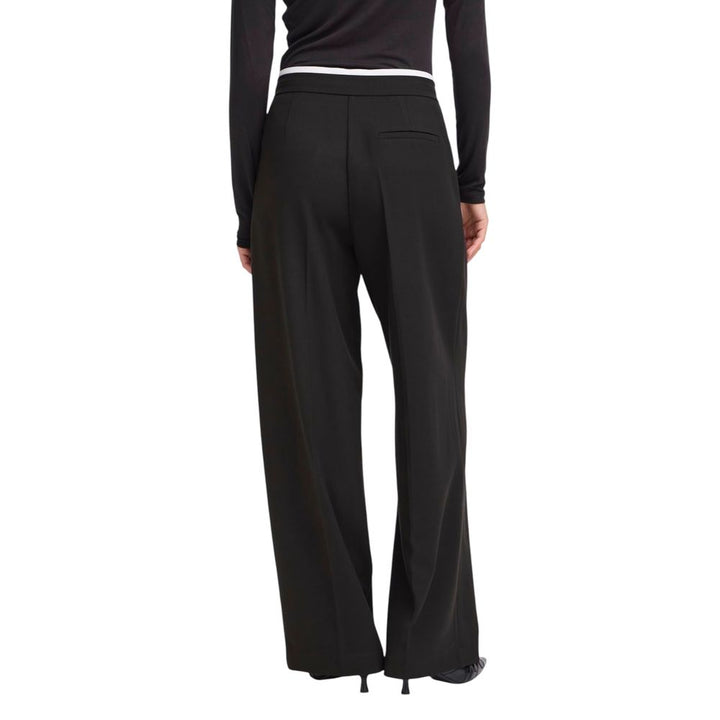 ICHI Black Polyester Casual Pants