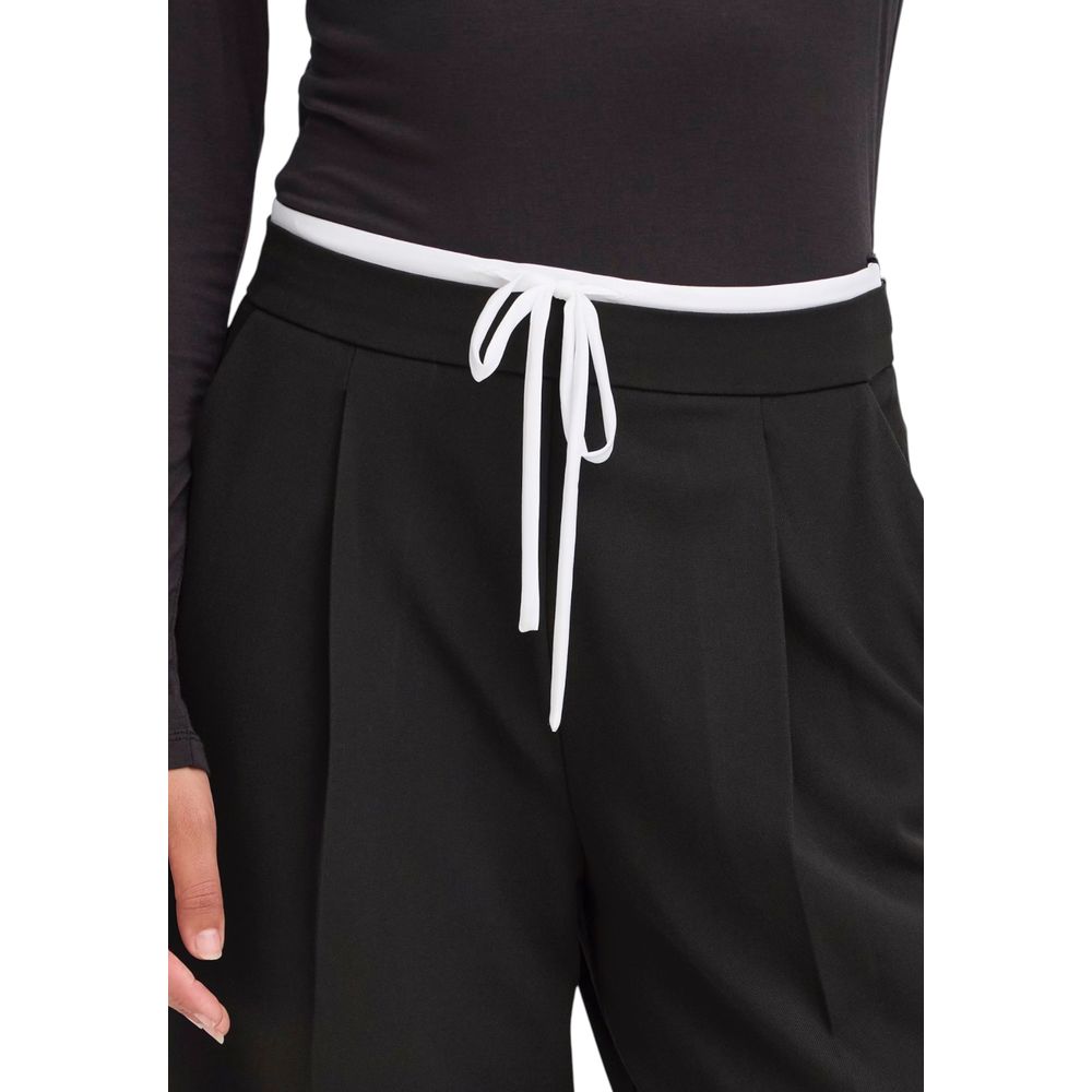 ICHI Black Polyester Casual Pants