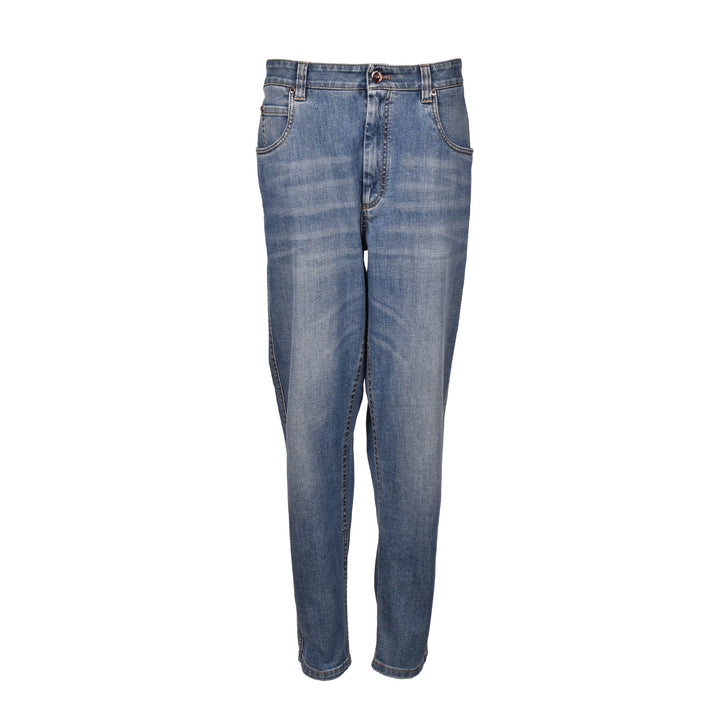 Brunello Cucinelli Blue Cotton Relaxed Fit Jeans