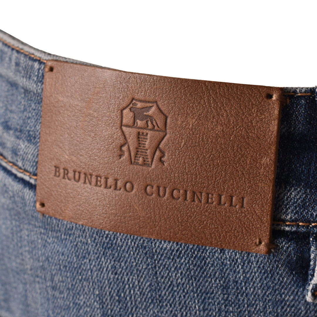 Brunello Cucinelli Blue Cotton Relaxed Fit Jeans