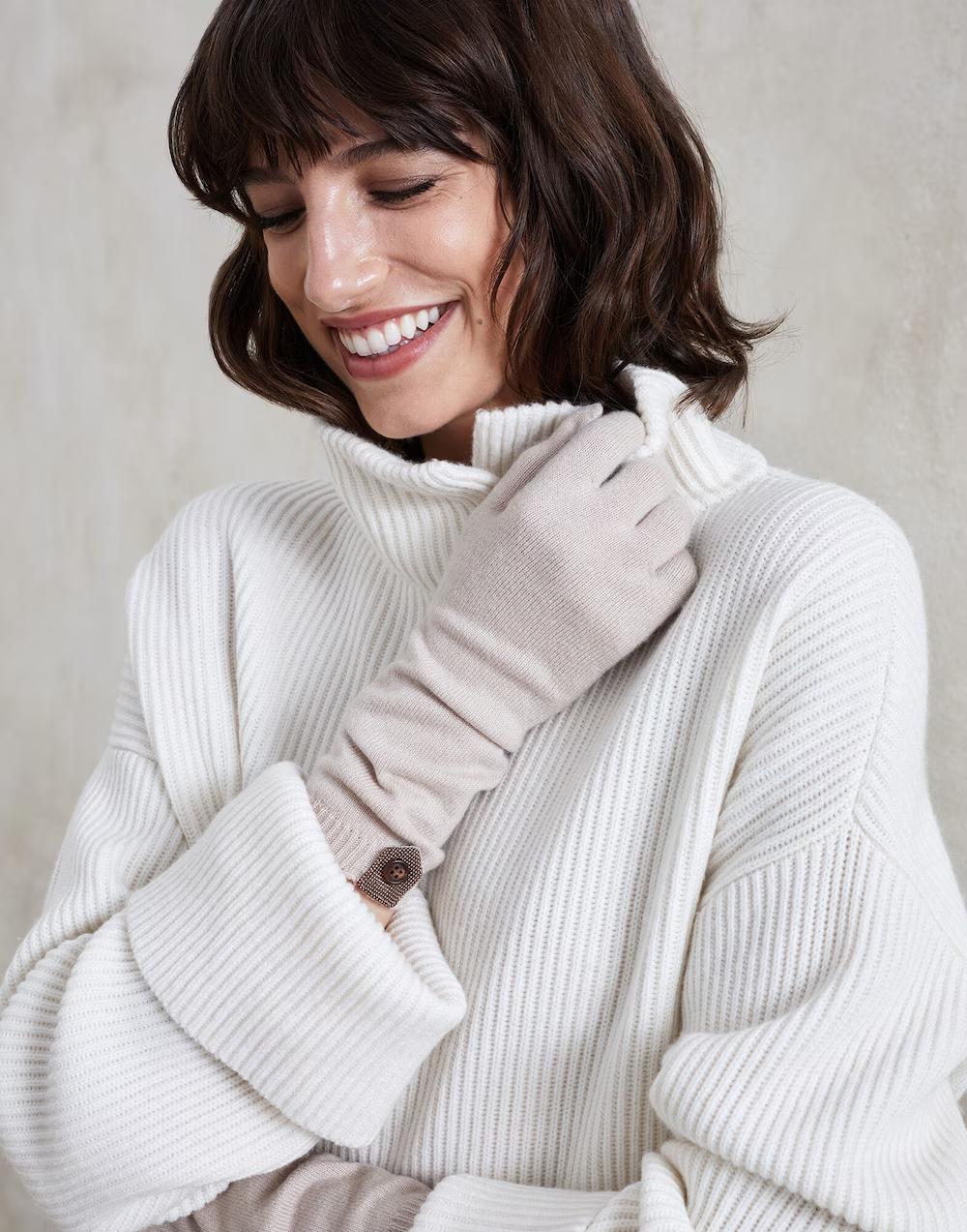 Brunello Cucinelli Bicolor Cashmere Gloves