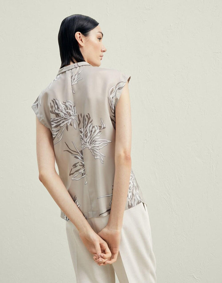 Brunello Cucinelli Bicolor Silk Blouse