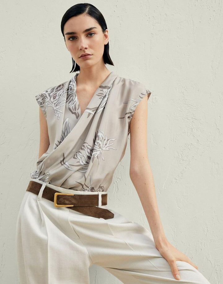 Brunello Cucinelli Bicolor Silk Blouse