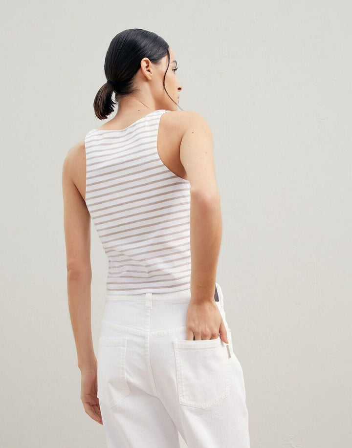 Brunello Cucinelli White Cotton Tank Tops