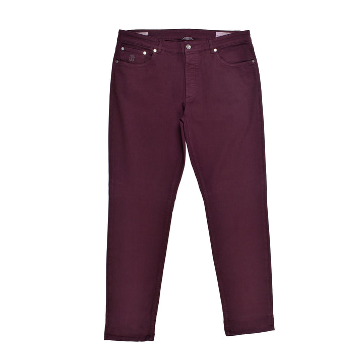 Brunello Cucinelli Burgundy Cotton Pants