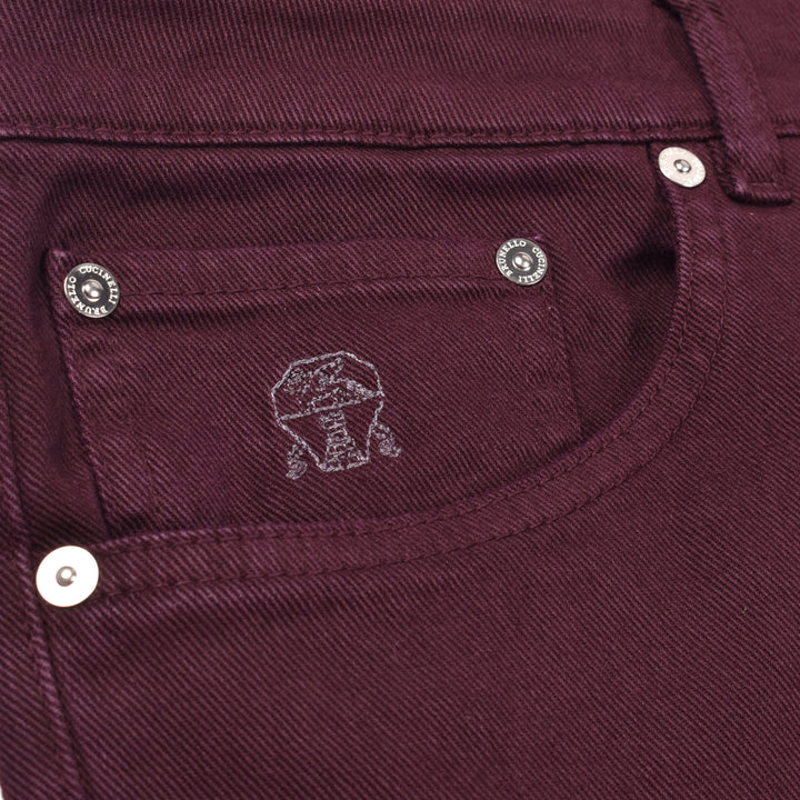 Brunello Cucinelli Burgundy Cotton Pants