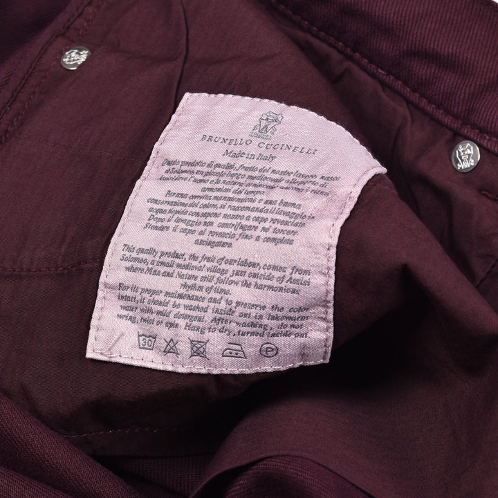 Brunello Cucinelli Burgundy Cotton Pants