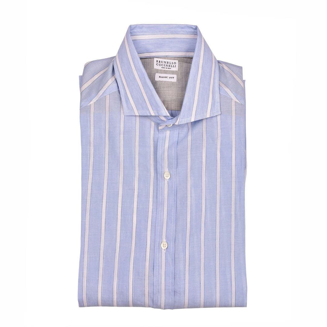 Brunello Cucinelli Light Blue Cotton Shirt