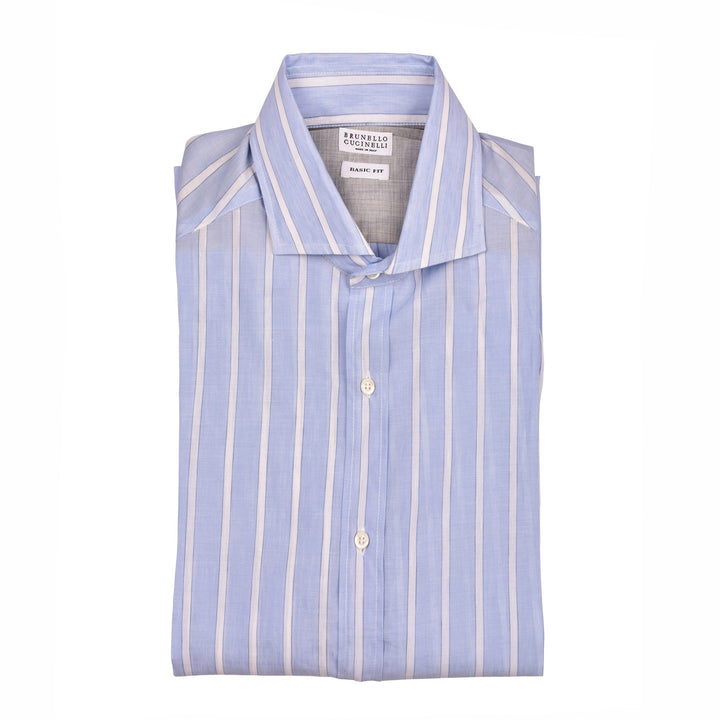 Brunello Cucinelli Light Blue Cotton Shirt
