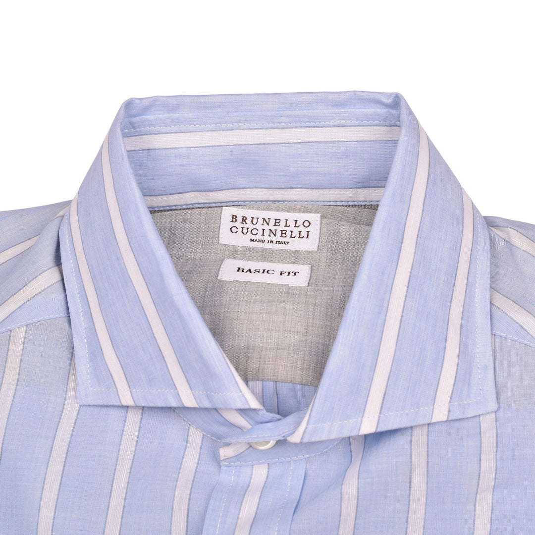 Brunello Cucinelli Light Blue Cotton Shirt