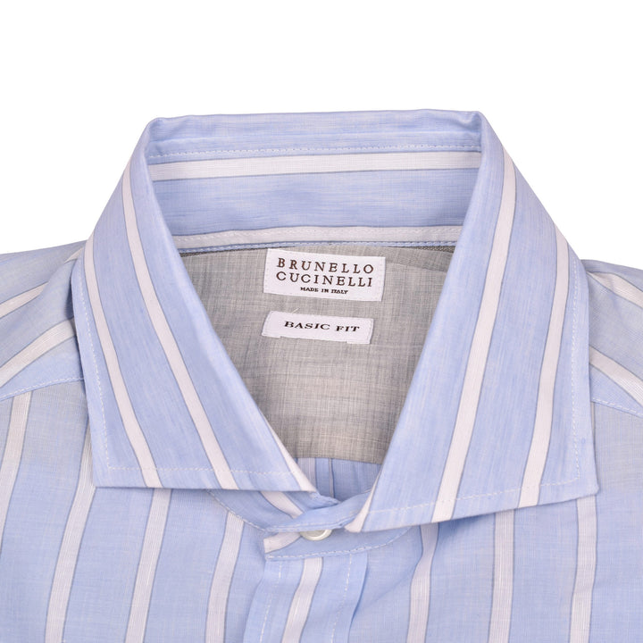 Brunello Cucinelli Light Blue Cotton Shirt