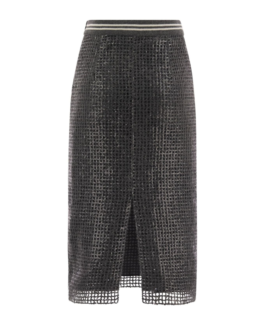 Brunello Cucinelli Gray Acetate Long Skirt