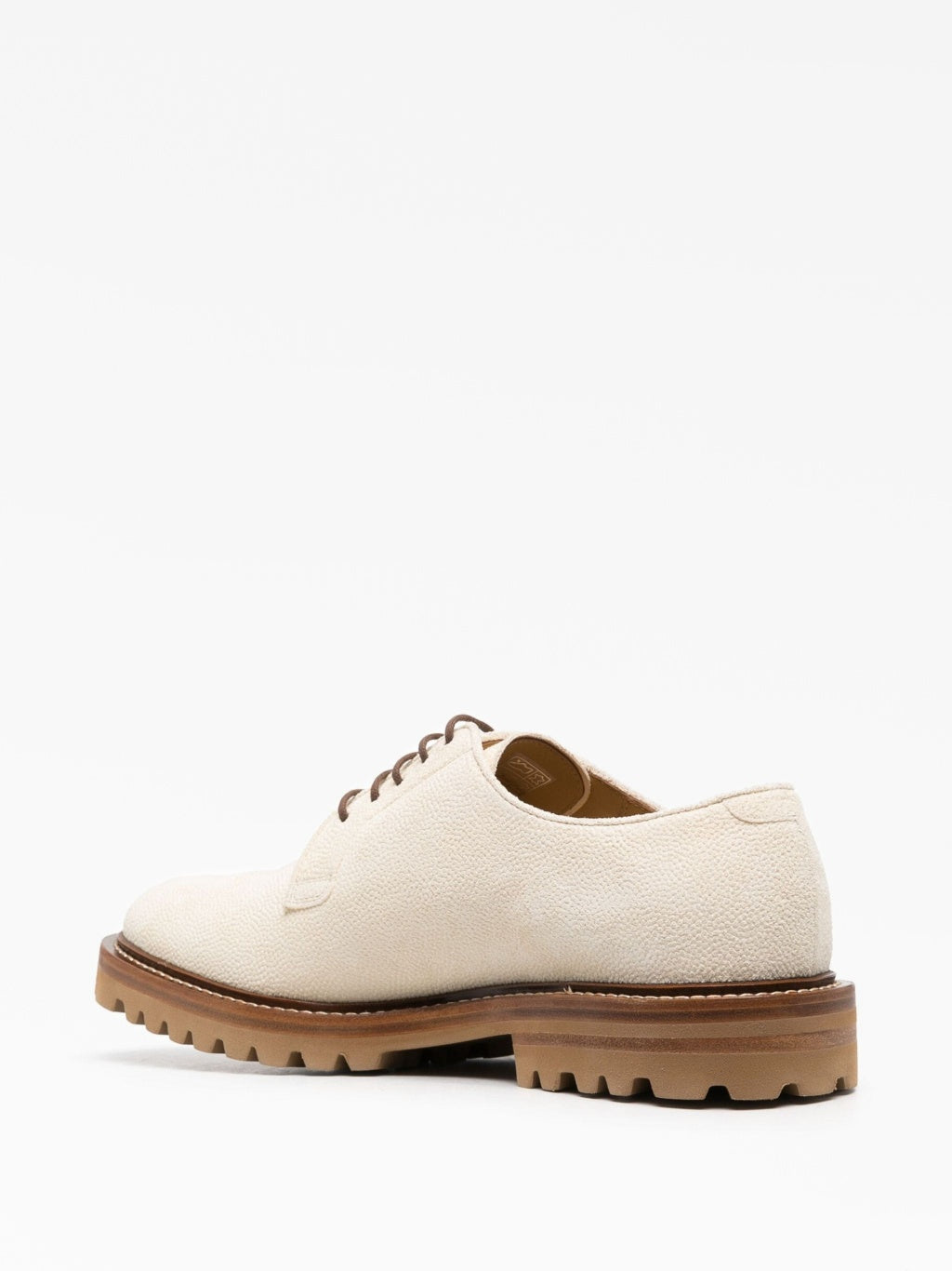 Brunello Cucinelli Beige Leather Oxfords And Derbies
