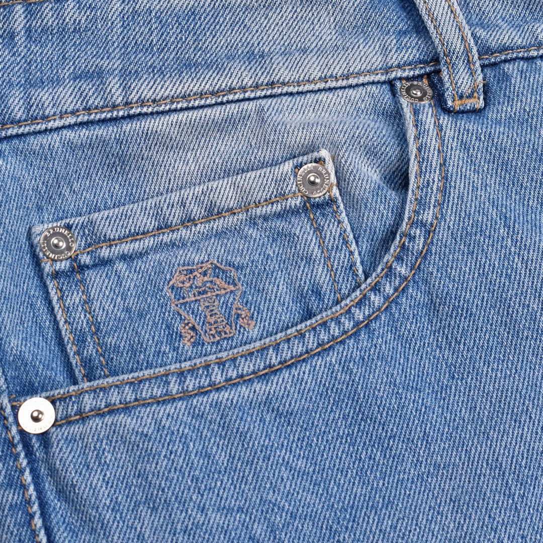 Brunello Cucinelli Blue Cotton Straight-Leg Jeans