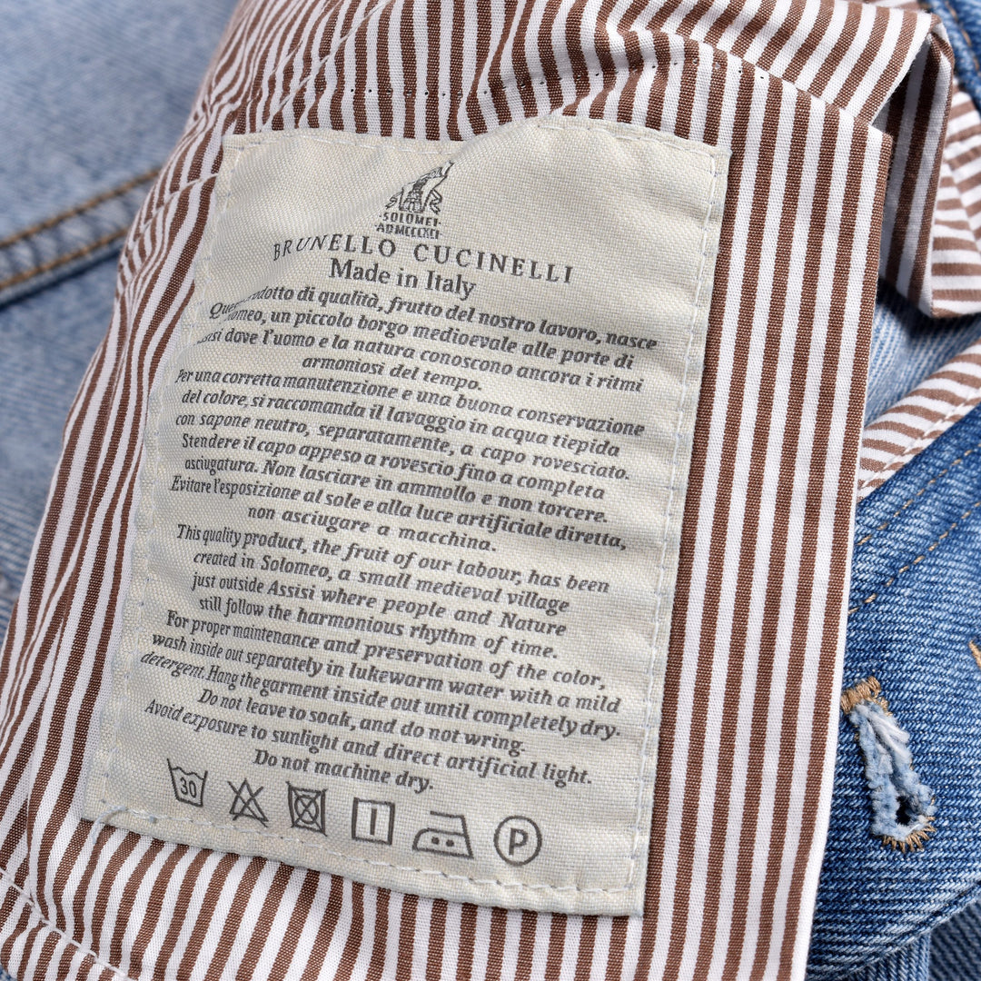 Brunello Cucinelli Blue Cotton Straight-Leg Jeans