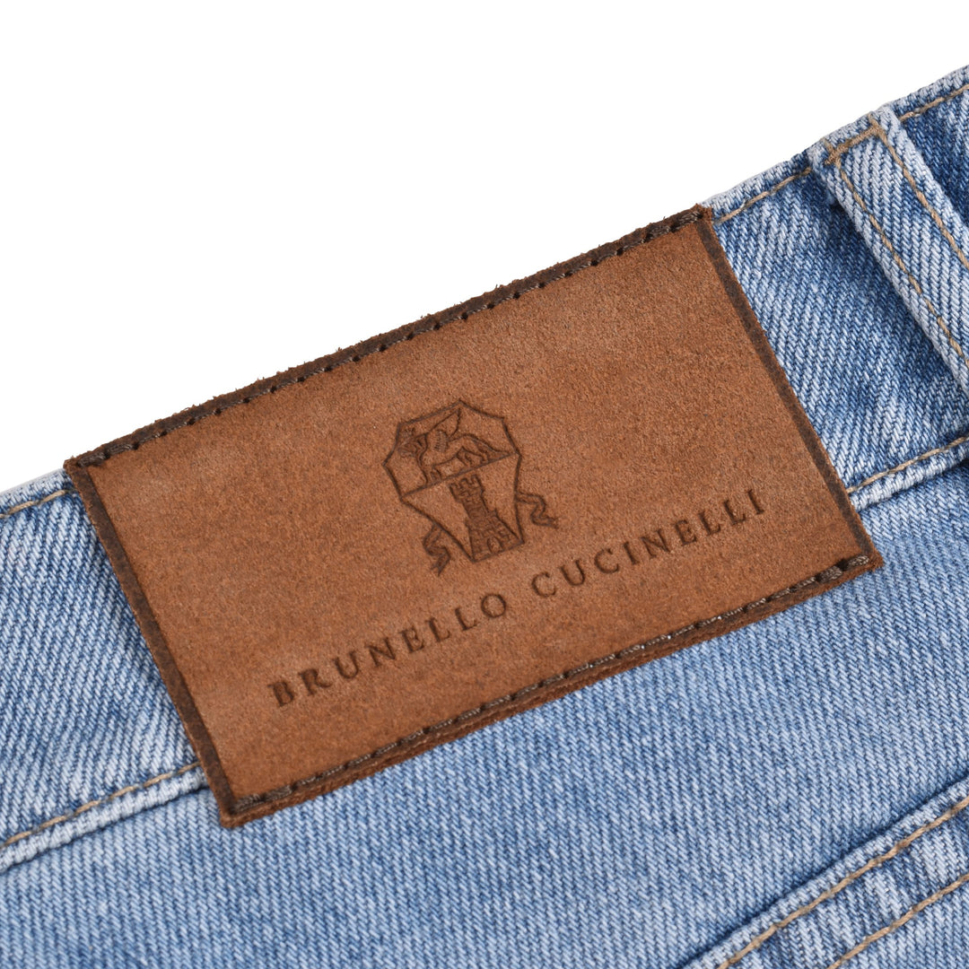 Brunello Cucinelli Blue Cotton Straight-Leg Jeans
