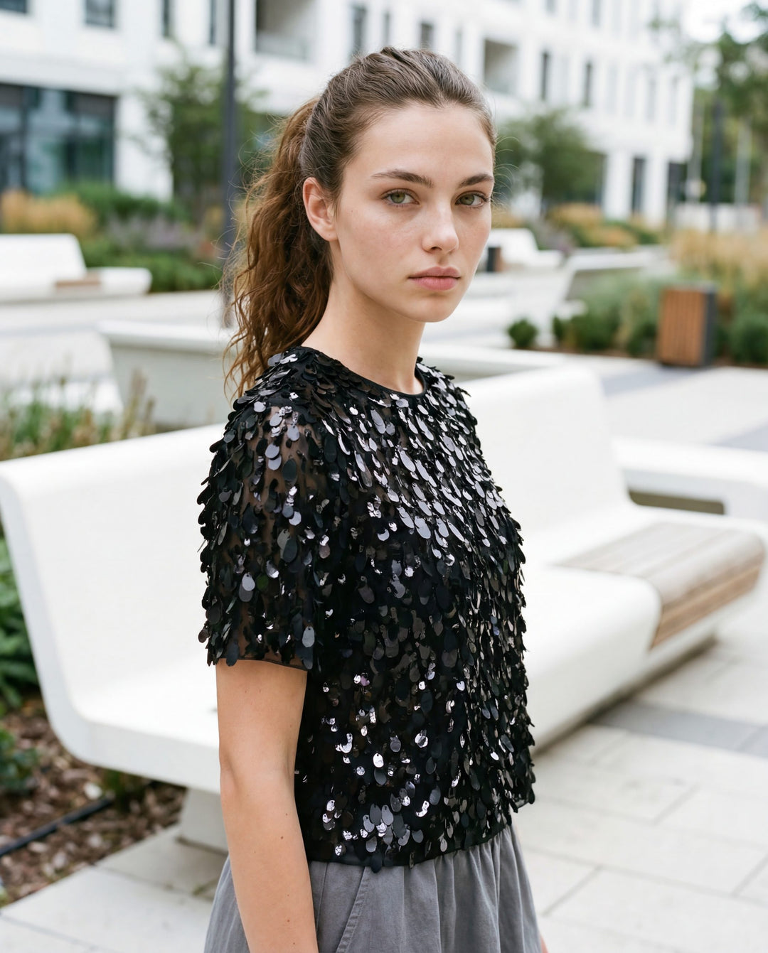 Brunello Cucinelli Black Wool T-Shirt