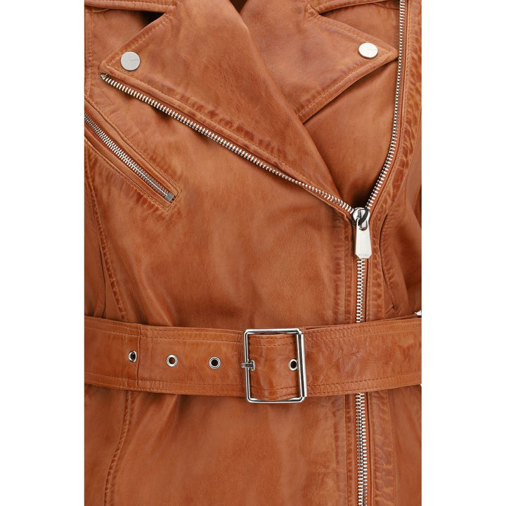 PINKO Brown Goatskin Sleeveless Jacket