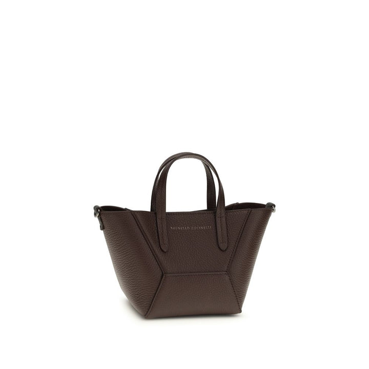 Brunello Cucinelli Bordeaux Calf Leather Bos Taurus Shoulder Bag