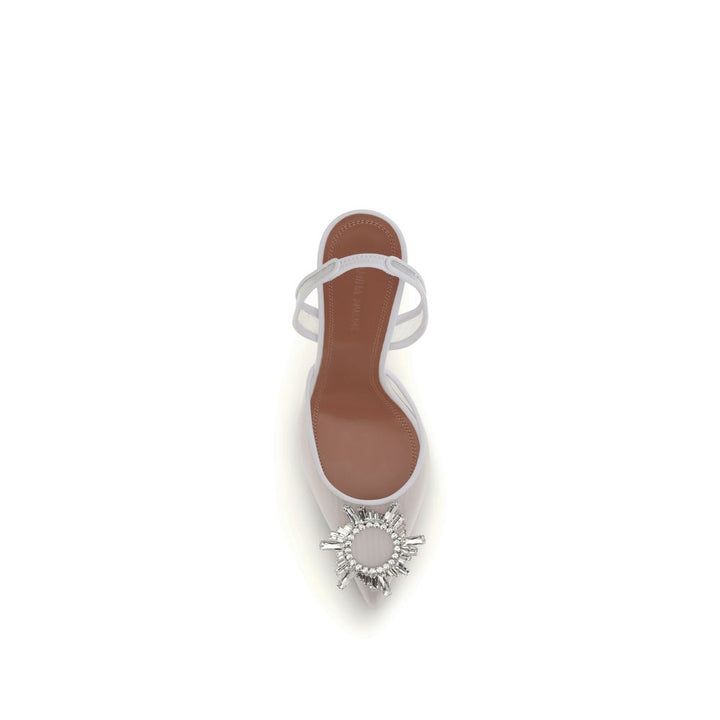 Amina Muaddi White Polyester Platform Pumps