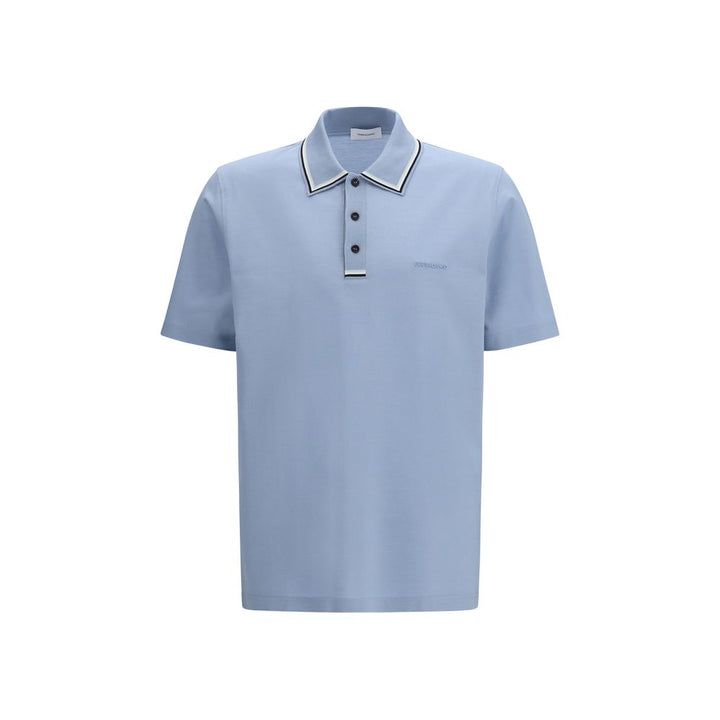 Ferragamo Blue Cotton Polo Shirt
