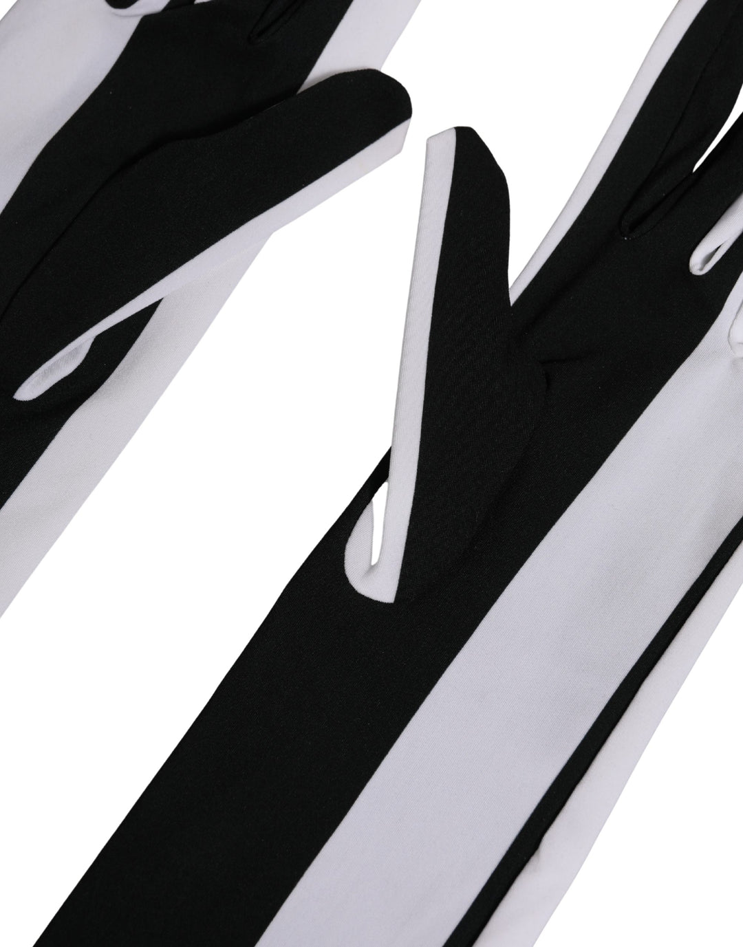 Dolce & Gabbana Black White Stripes Nylon Elbow Length Women Gloves
