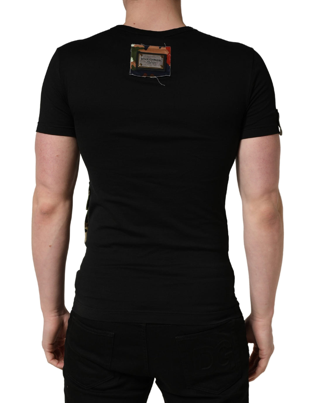 Dolce & Gabbana Black Italians Do It Better Camo Pocket Men T-shirt