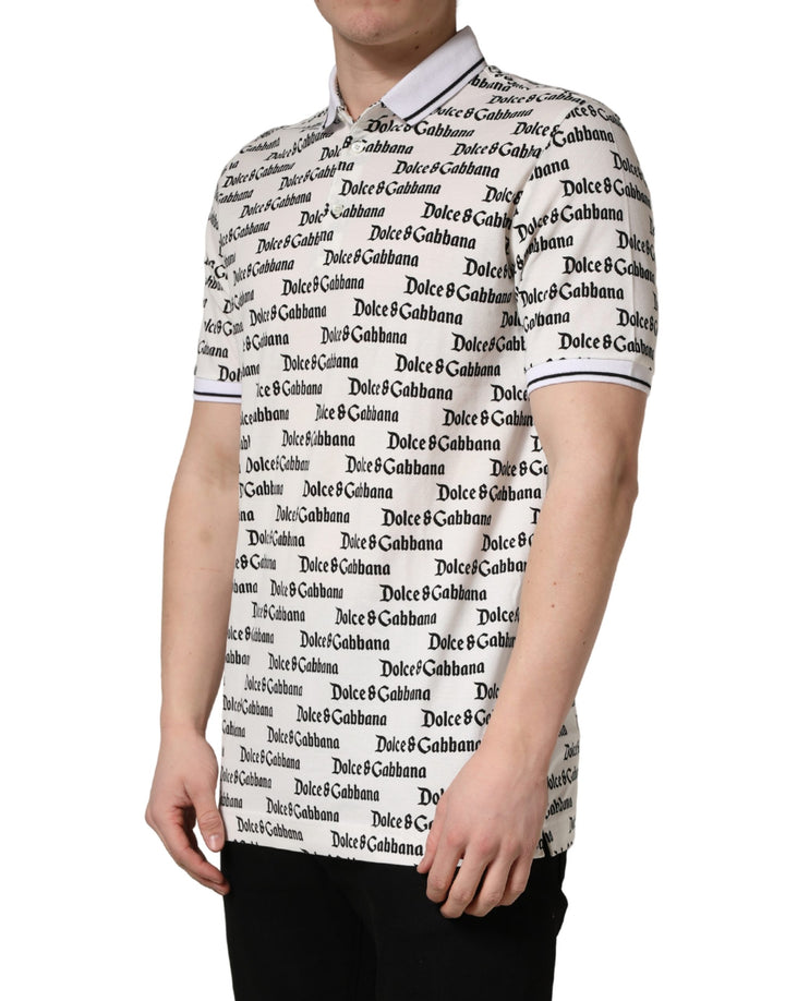 Dolce & Gabbana White Logo Monogram Cotton Men Polo  T-shirt