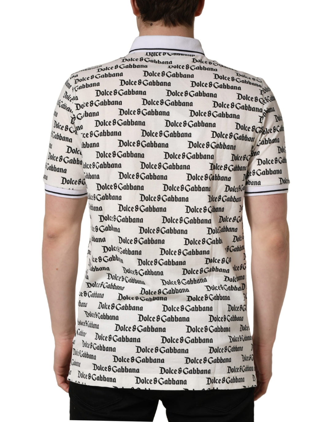 Dolce & Gabbana White Logo Monogram Cotton Men Polo  T-shirt
