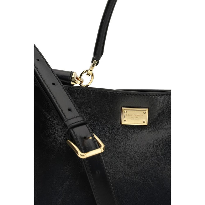 Dolce & Gabbana Black Calf Leather Bos Taurus Shoulder Bag