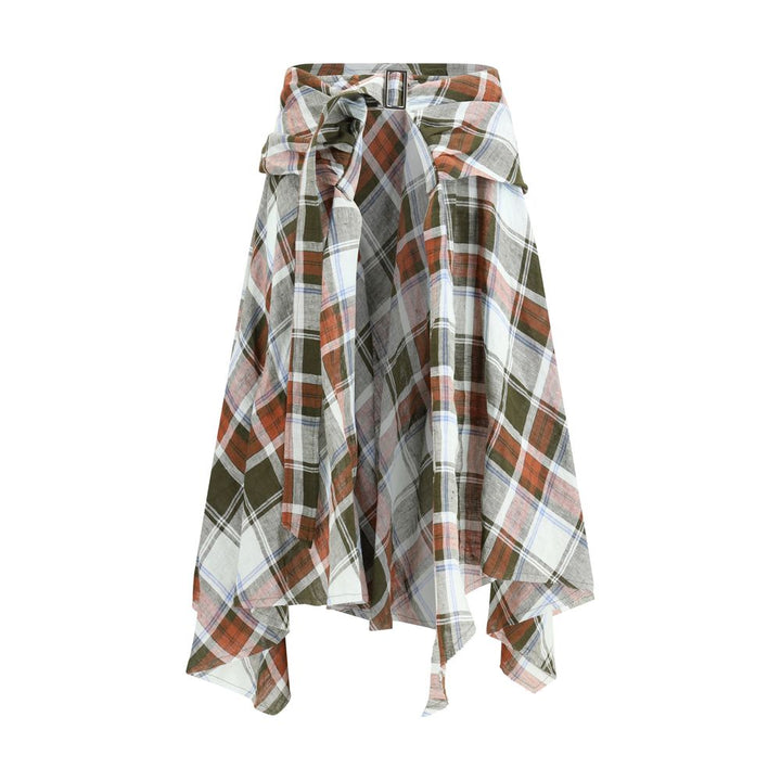 MARBELL Multicolor Linen Midi Skirt