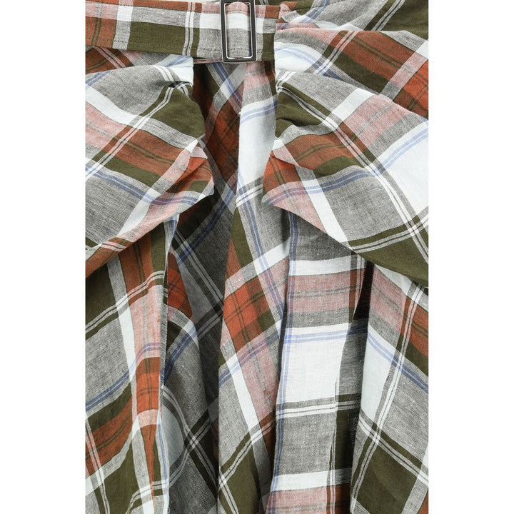 MARBELL Multicolor Linen Midi Skirt