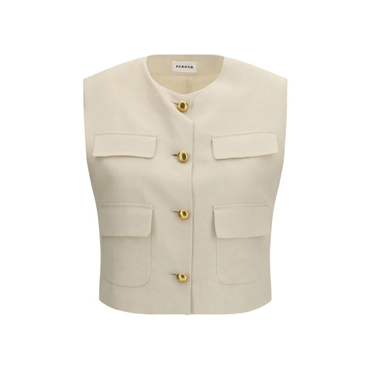P.A.R.O.S.H. Beige Wool Sleeveless Jacket