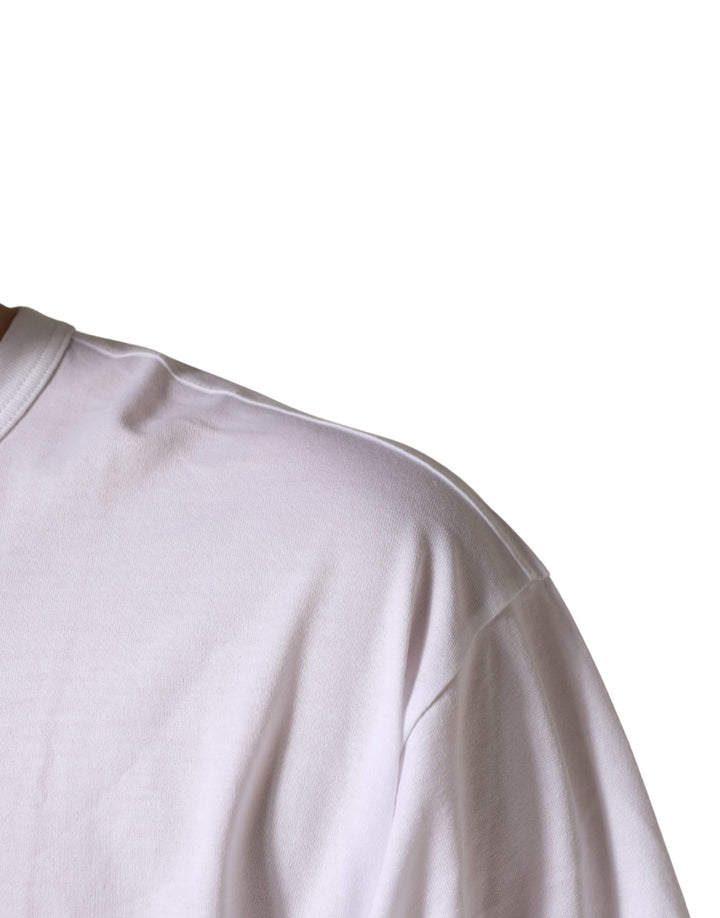 Dolce & Gabbana White Cotton Short Sleeves Crew Neck T-shirt