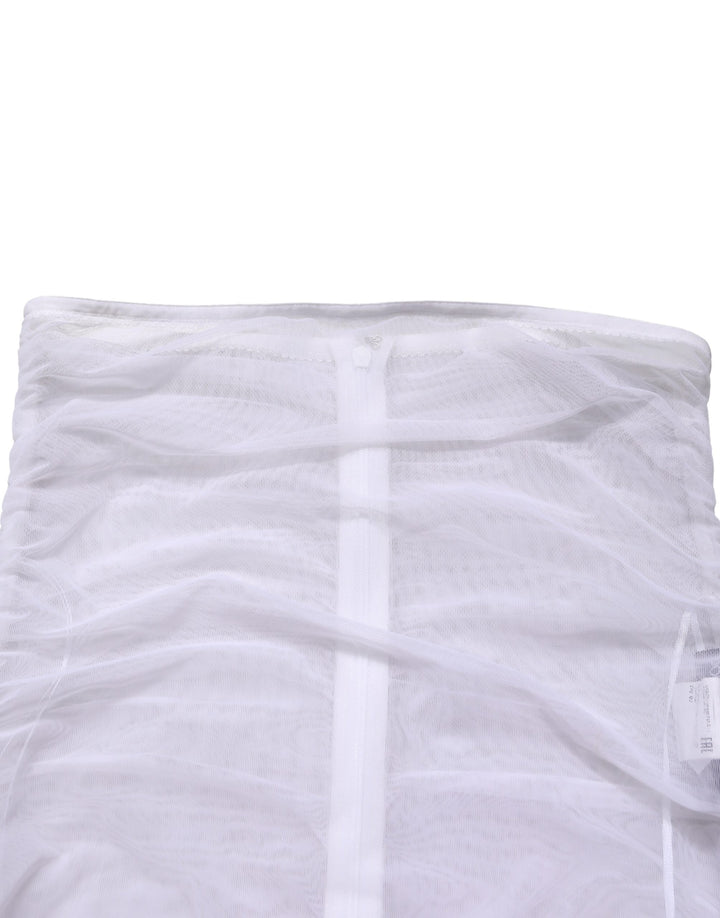 Dolce & Gabbana White Sheer Nylon Stretch Sheath Maxi Dress