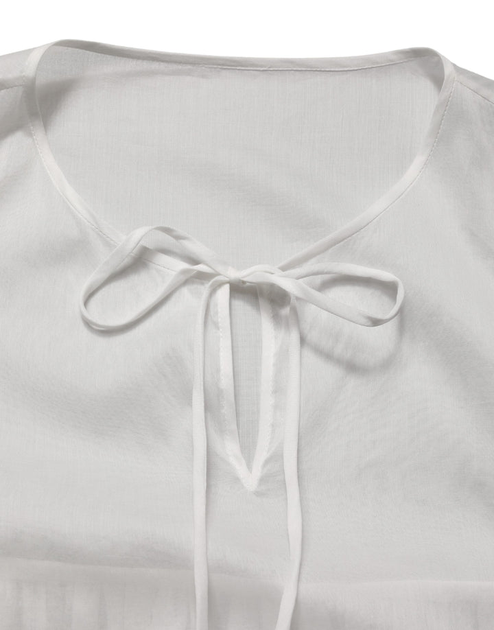 Dolce & Gabbana White Tiered Cotton Poplin Sheer Mini Dress