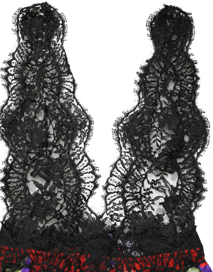 Dolce & Gabbana Multicolor Floral Lace Short Mini Sleeveless Dress