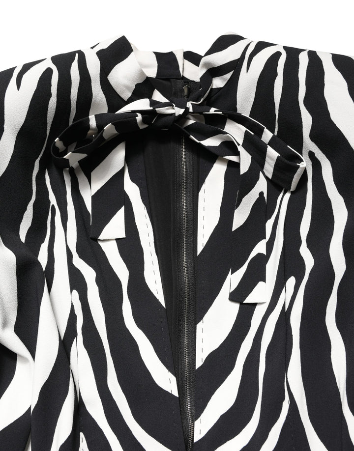 Dolce & Gabbana Black White Viscose Zebra Pattern Jumpsuit