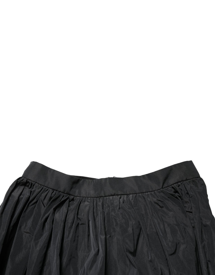 MSGM Black High Waist Pleated A-line Long Maxi Women Skirt