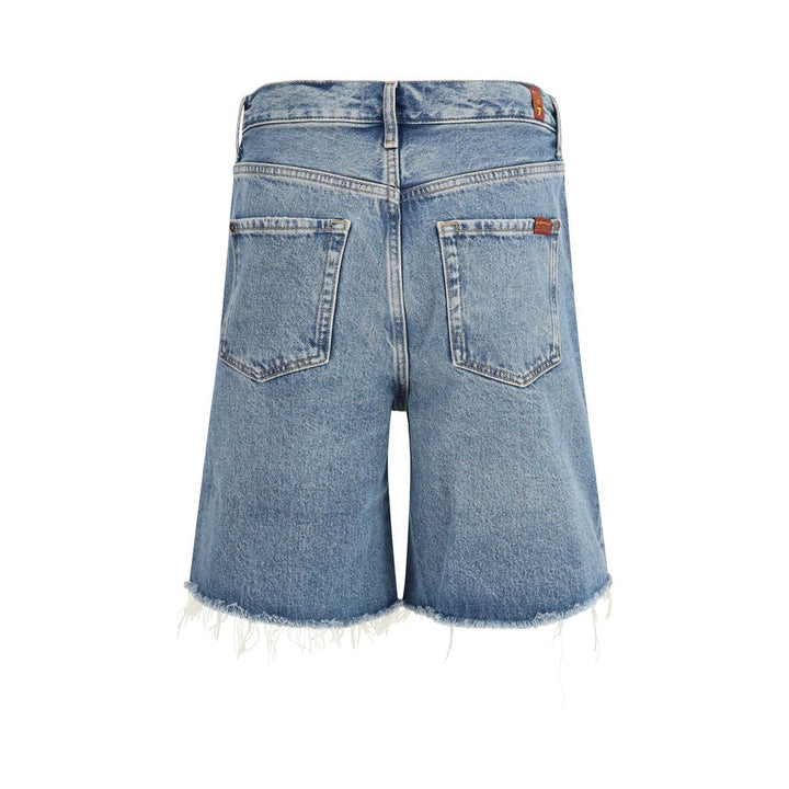 7FOR Blue Cotton Bermuda Shorts