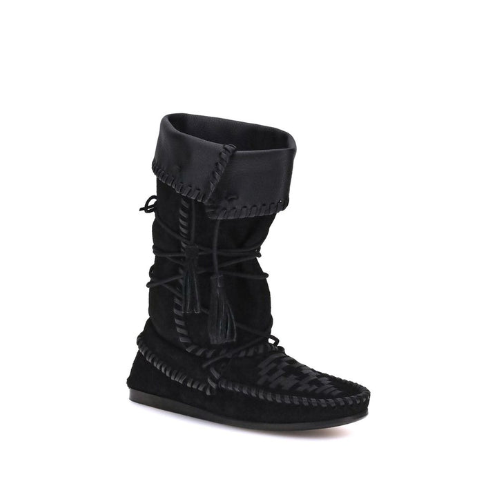 Isabel Marant Black Calf Leather Bos Taurus Lace-Up Boots