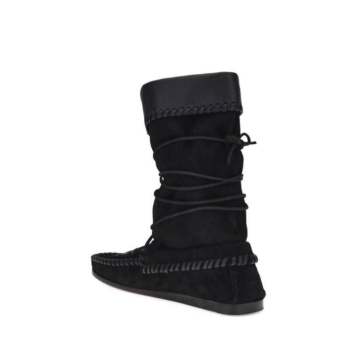 Isabel Marant Black Calf Leather Bos Taurus Lace-Up Boots