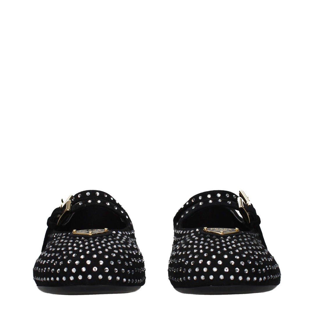 Prada Black Leather Ballet Flats