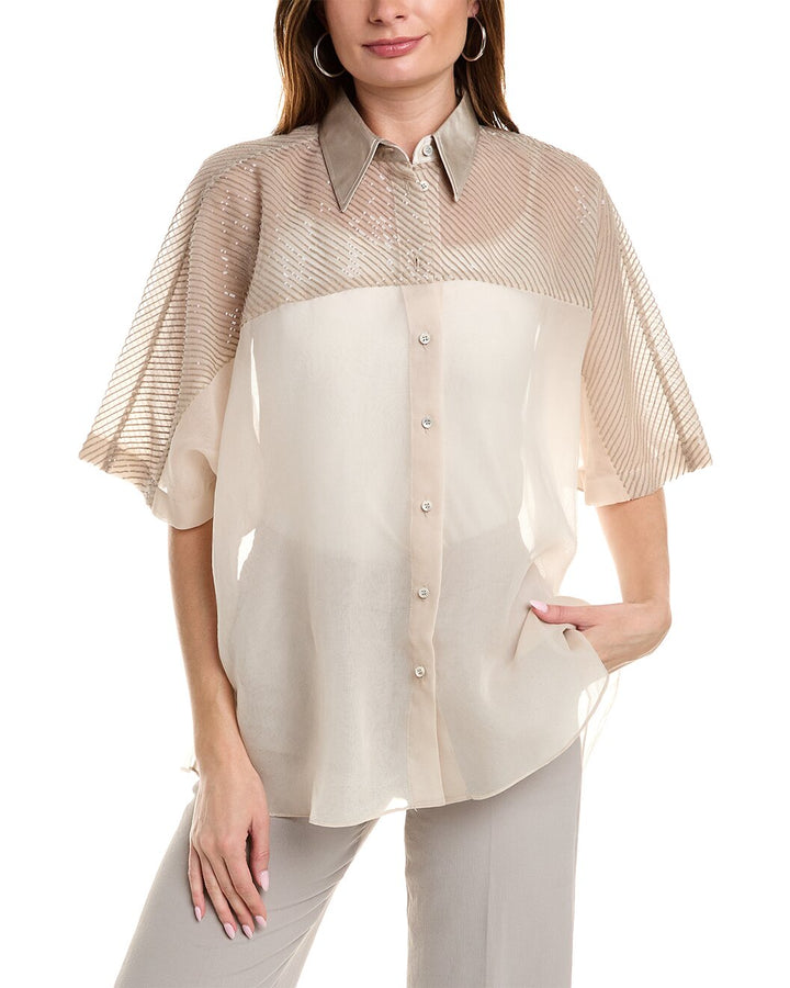 Brunello Cucinelli Bicolor Silk Shirt