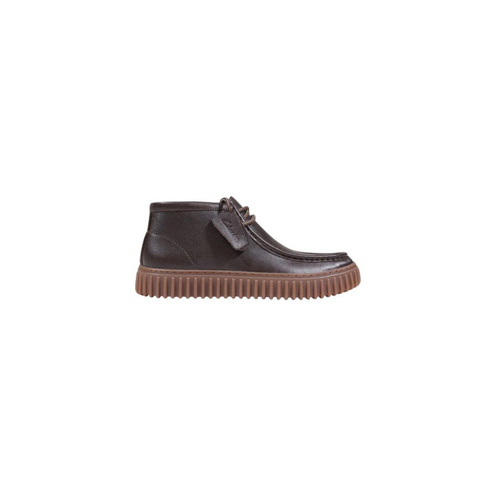 Clarks Brown Leather Lace-Up Boots