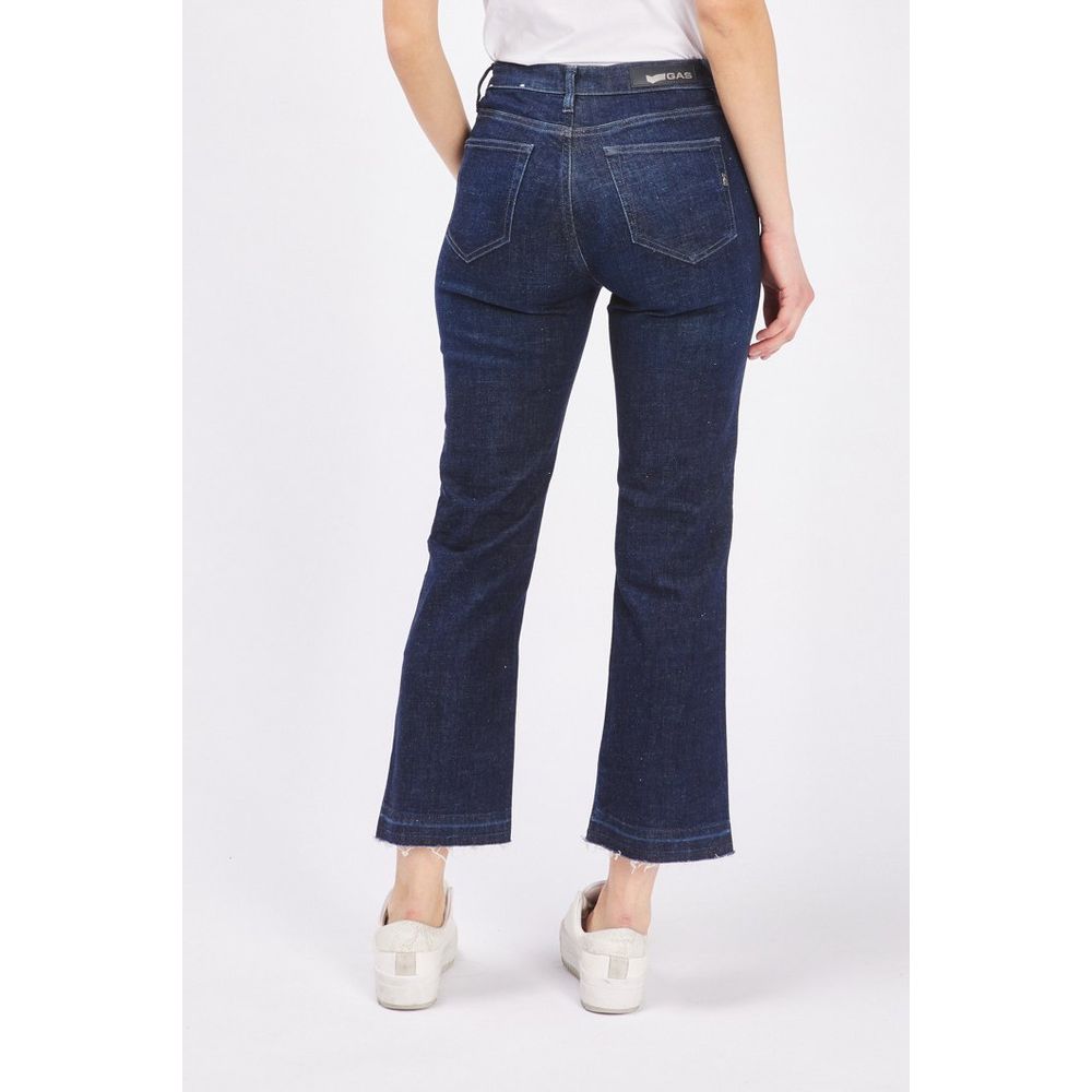 Gas Blue Cotton Flared Jeans
