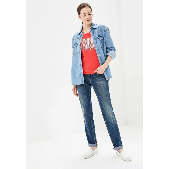 Gas Blue Cotton Straight-Leg Jeans